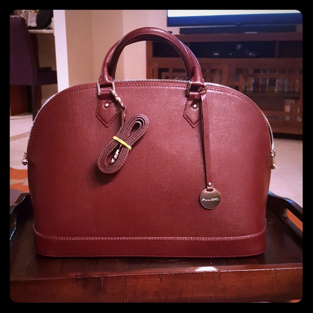 Pulicati Saffiano Large Burgundy Leather Handbag